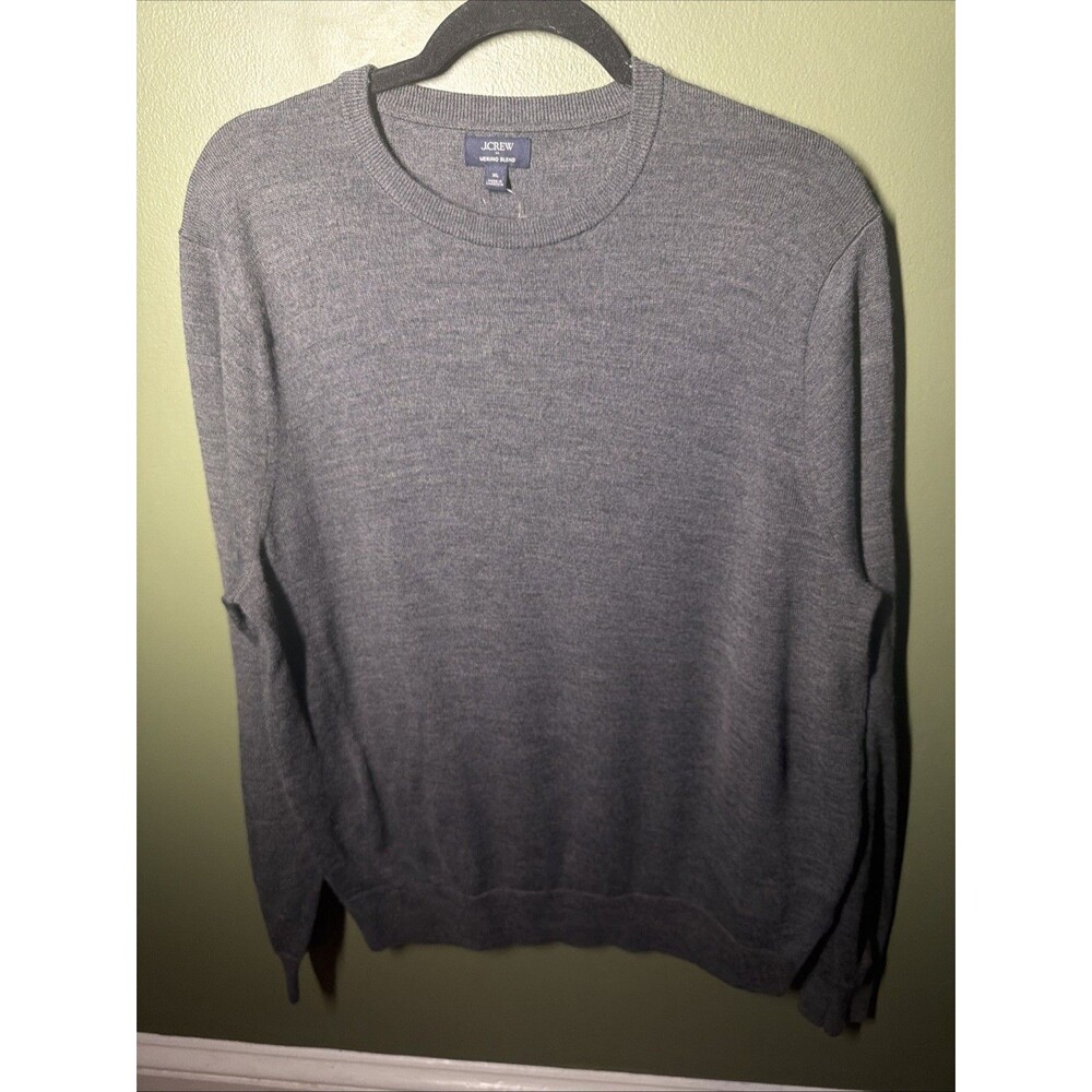 NWOT J Crew Merino Blend Sweater Mens XL Black Minimal Preppy Classic Crewneck